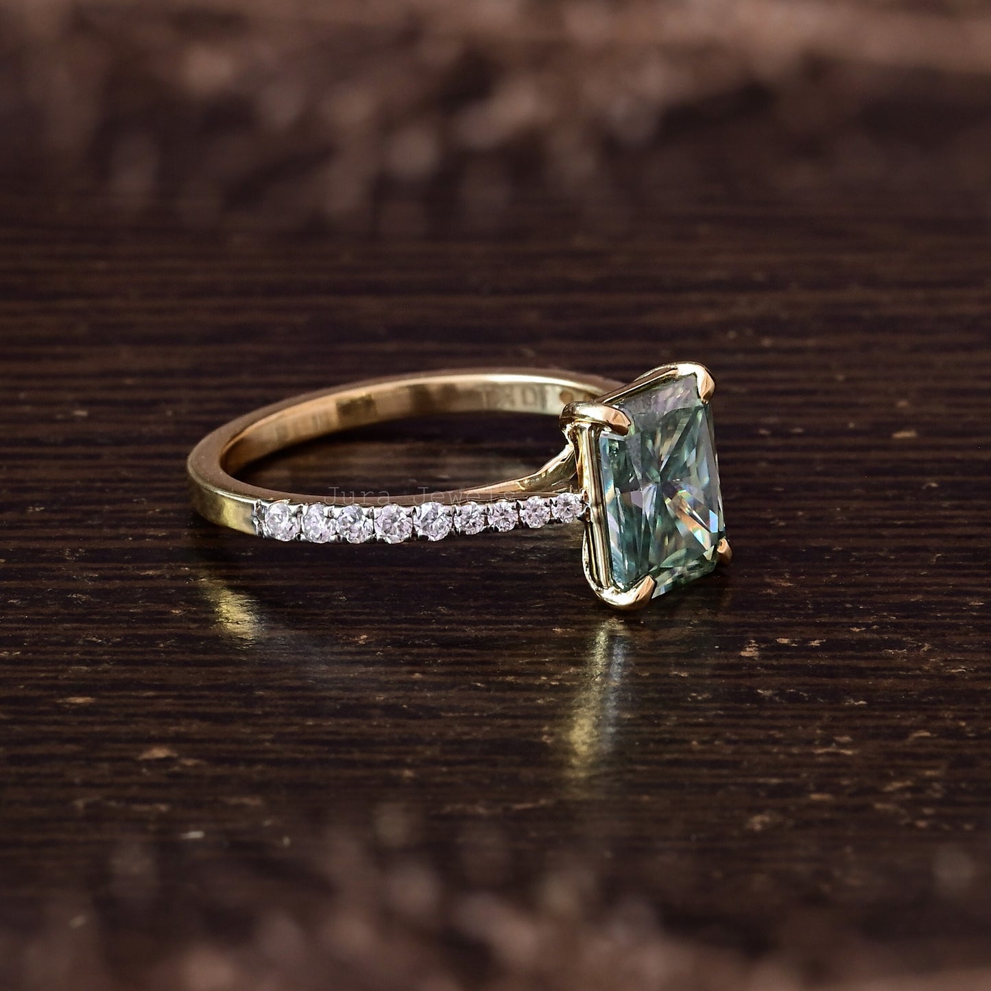 Green Radiant Cut Moissanite Solitaire Bridesmaid Gift For Her