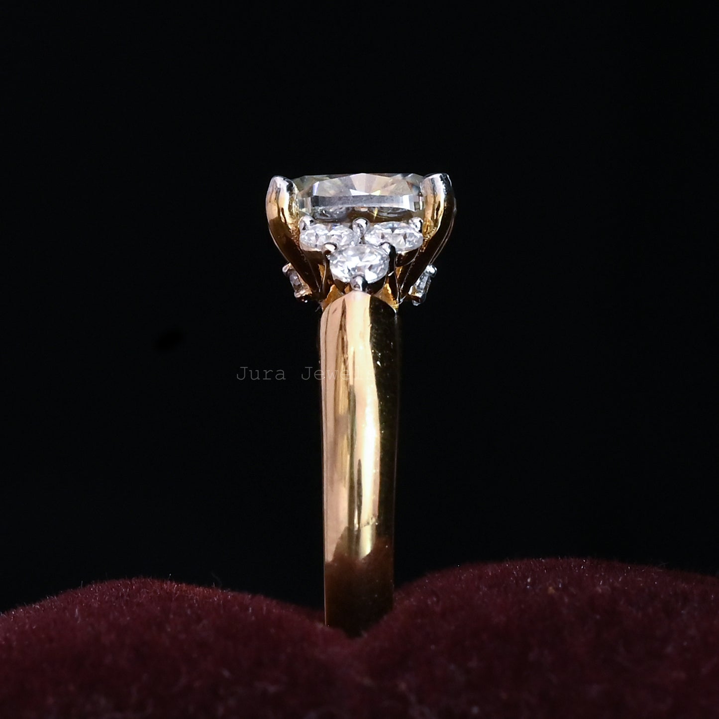 Starling Light Yellow Cushion Cut Moissanite Engagement Ring