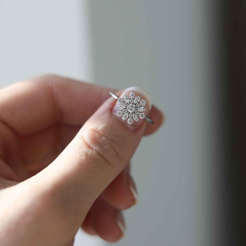 Foral Round Cut Moissanite Cluster Engagement Ring For Her