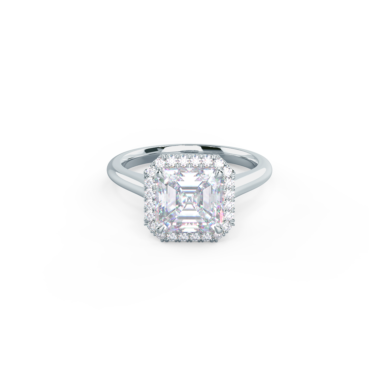 Halo Asscher Cut Moissanite Anniversary Ring For Her