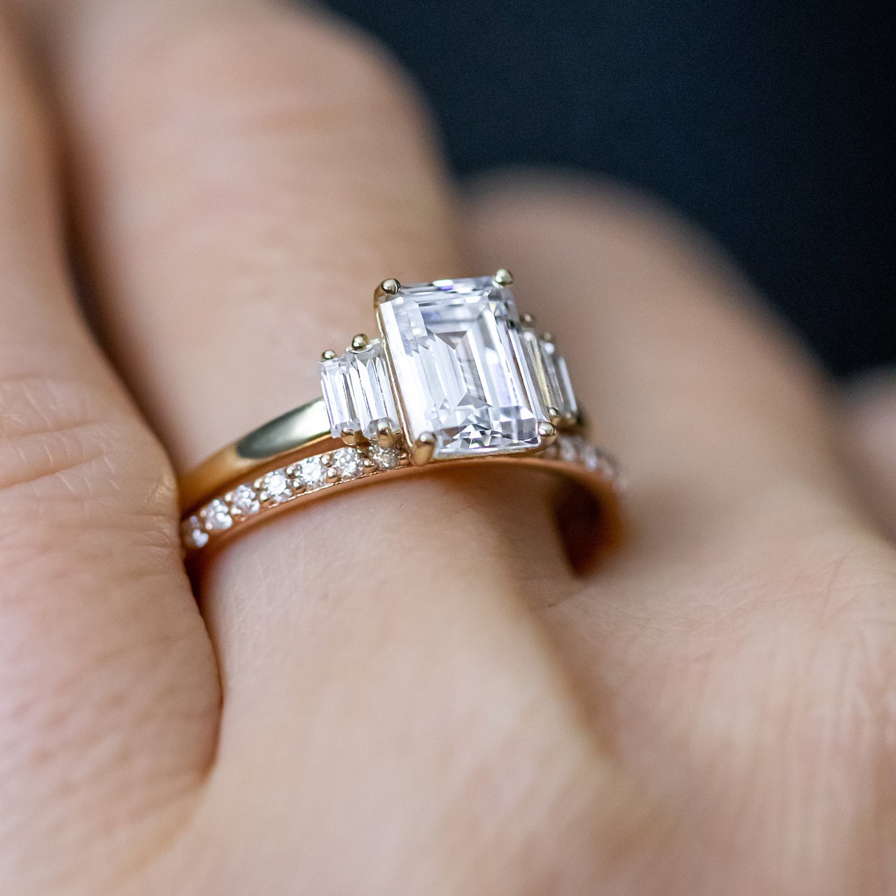 Unique Multi-Stone Emerald Cut Moissanite Engagment Ring For Her - JURA JEWEL