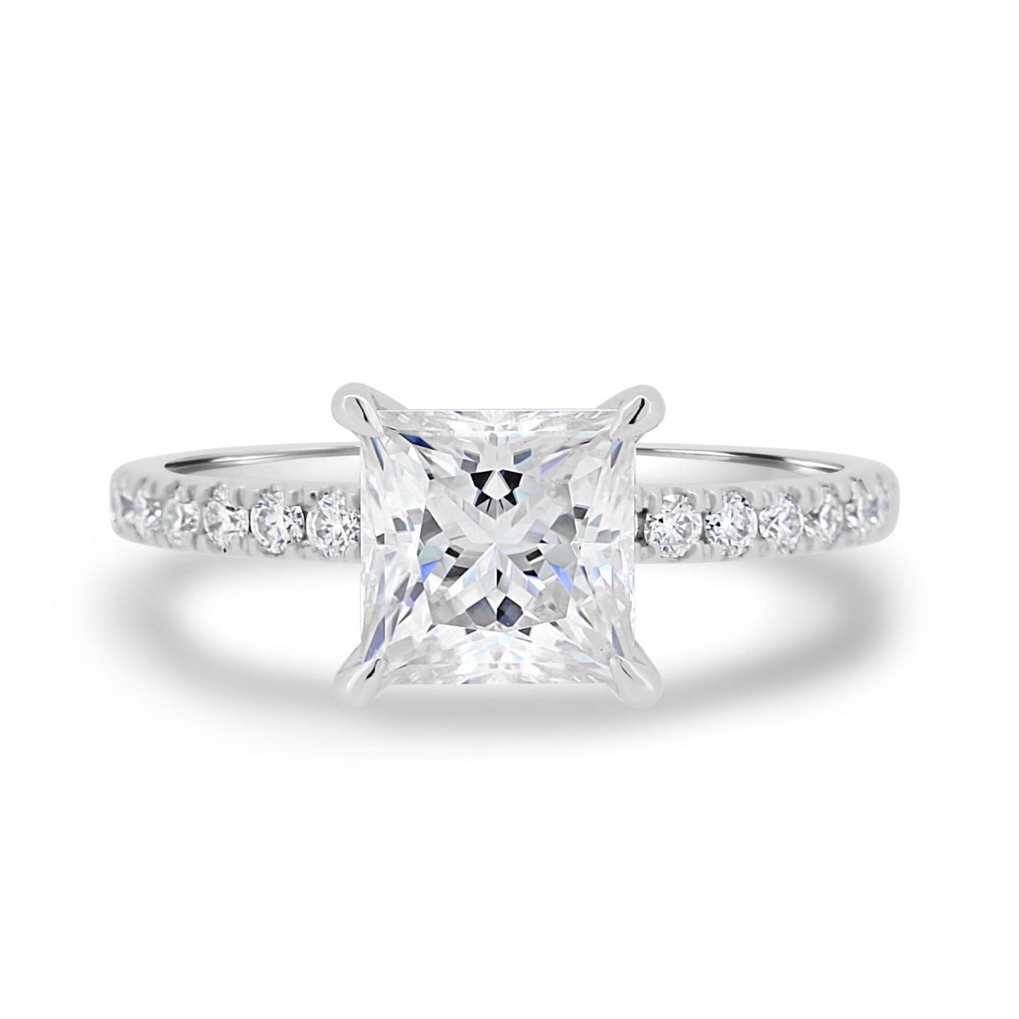 Hidden Halo Princess Cut Moissanite Anniversary Ring For Her