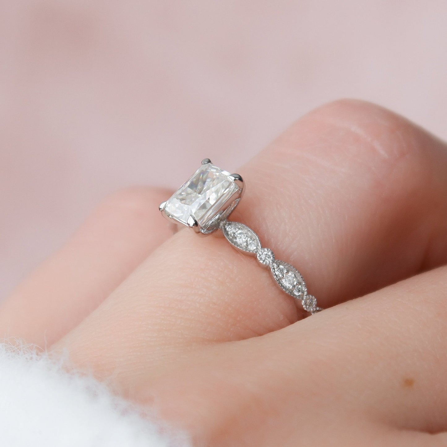 Stunning Radiant Cut Moissanite Engagement Handmade Ring