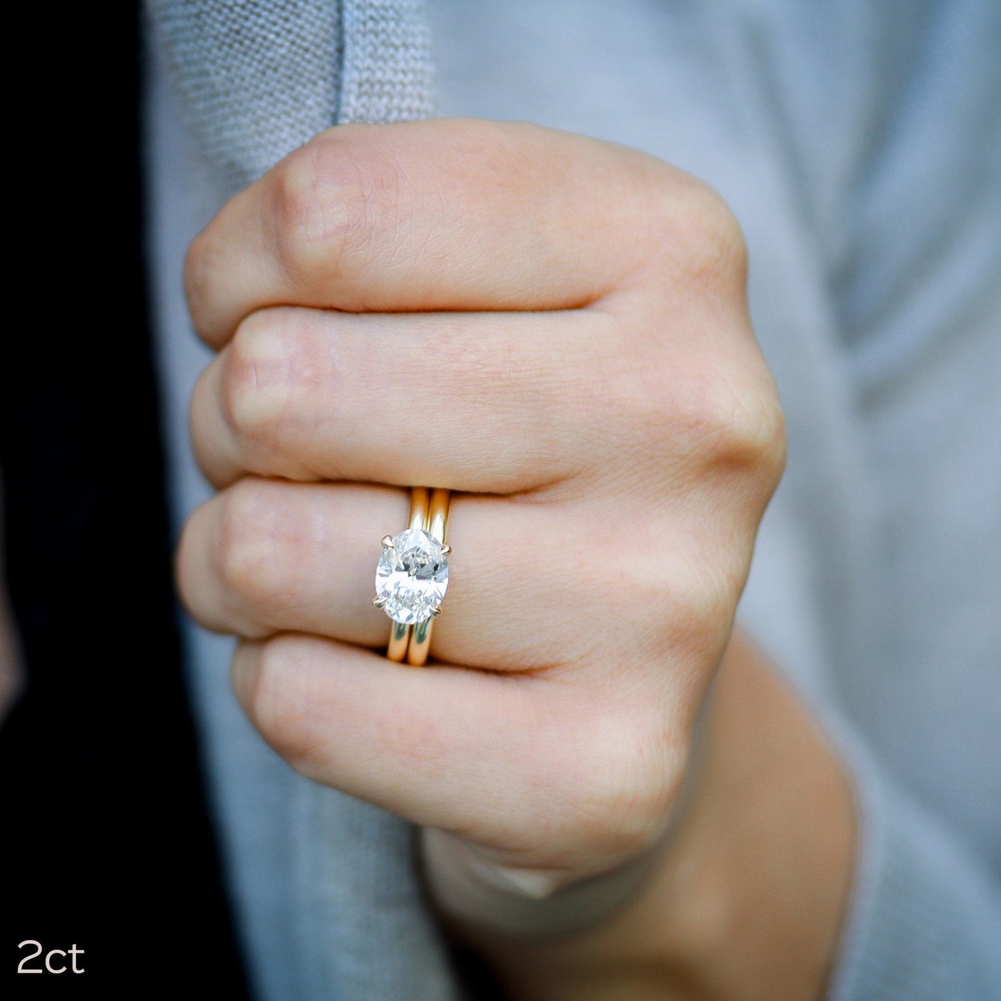 East-West Solitaire Oval Cut Moissanite Proposal Wedding Ring For Her