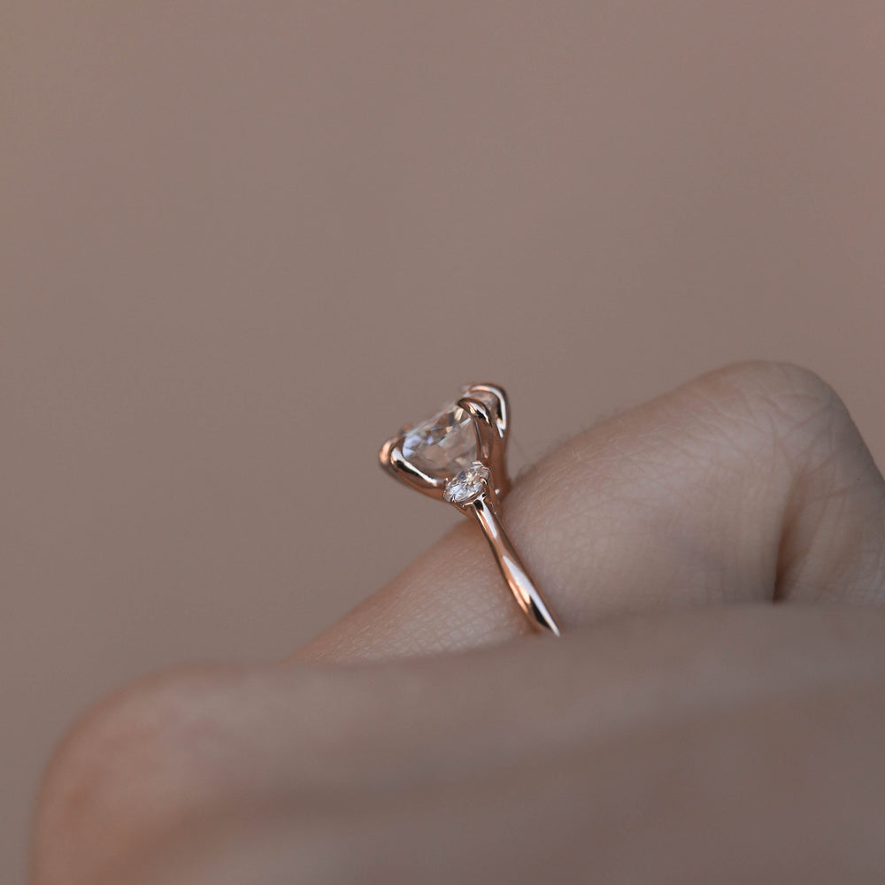 Three Stone Round Cut Moissanite Engagement Ring