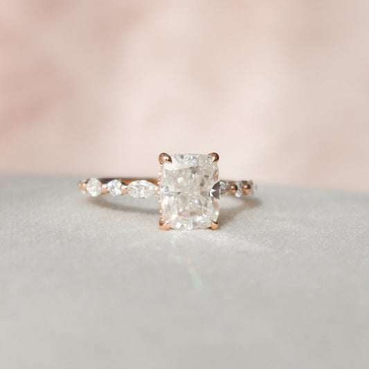 Elongated Cushion Cut Moissanite Promise Anniversary Ring