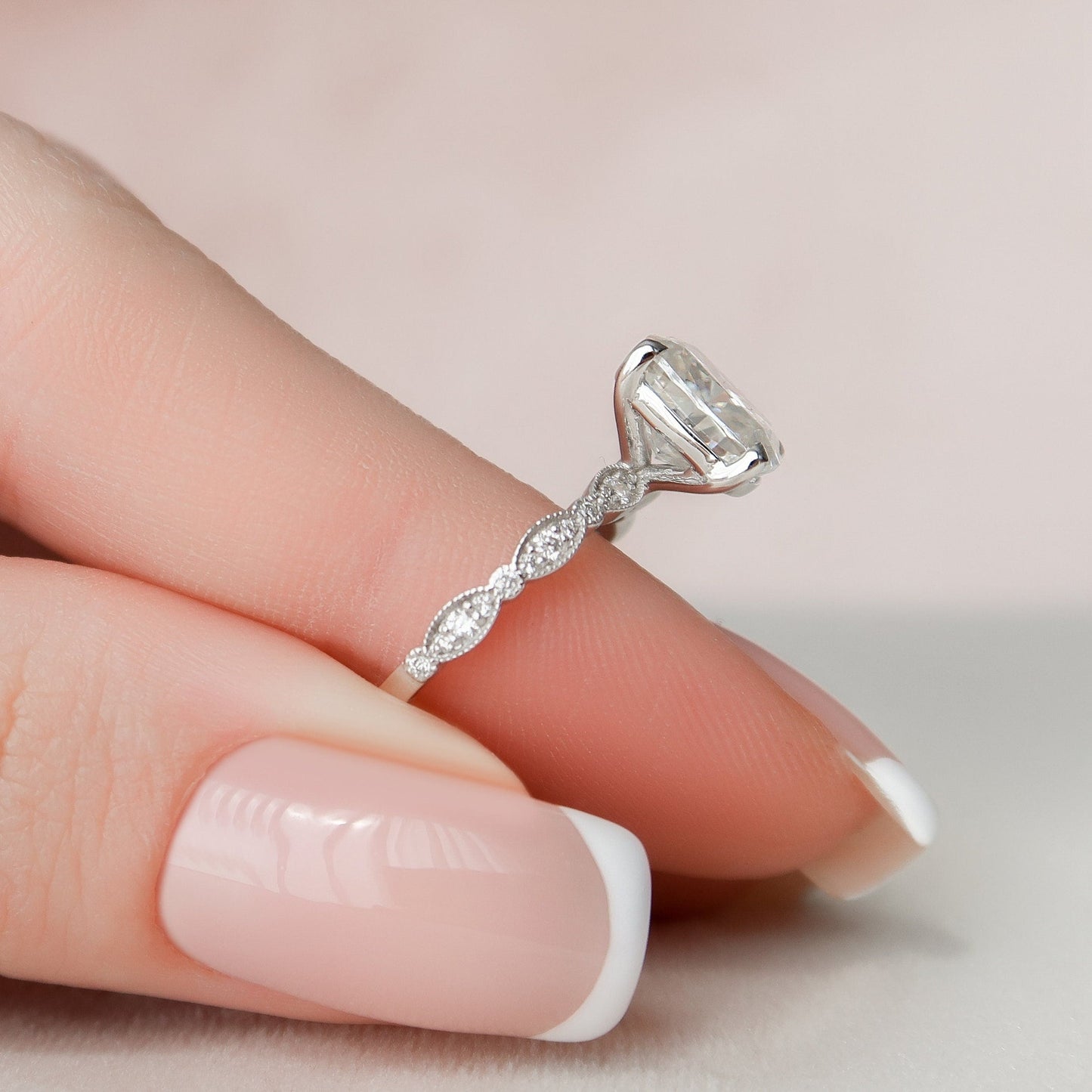 Elongated Cushion Cut Moissanite Proposal Bridal Ring For Her