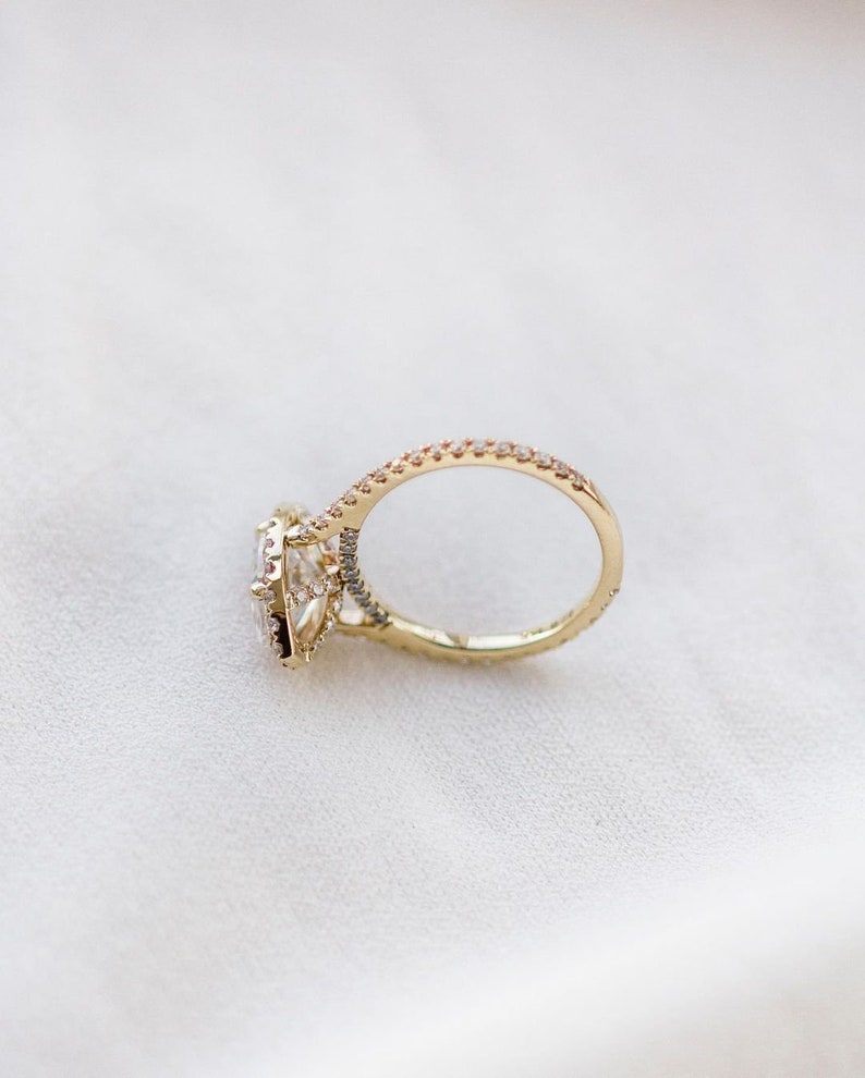 Stunning Halo Marquise Cut Moissanite Engagement Ring