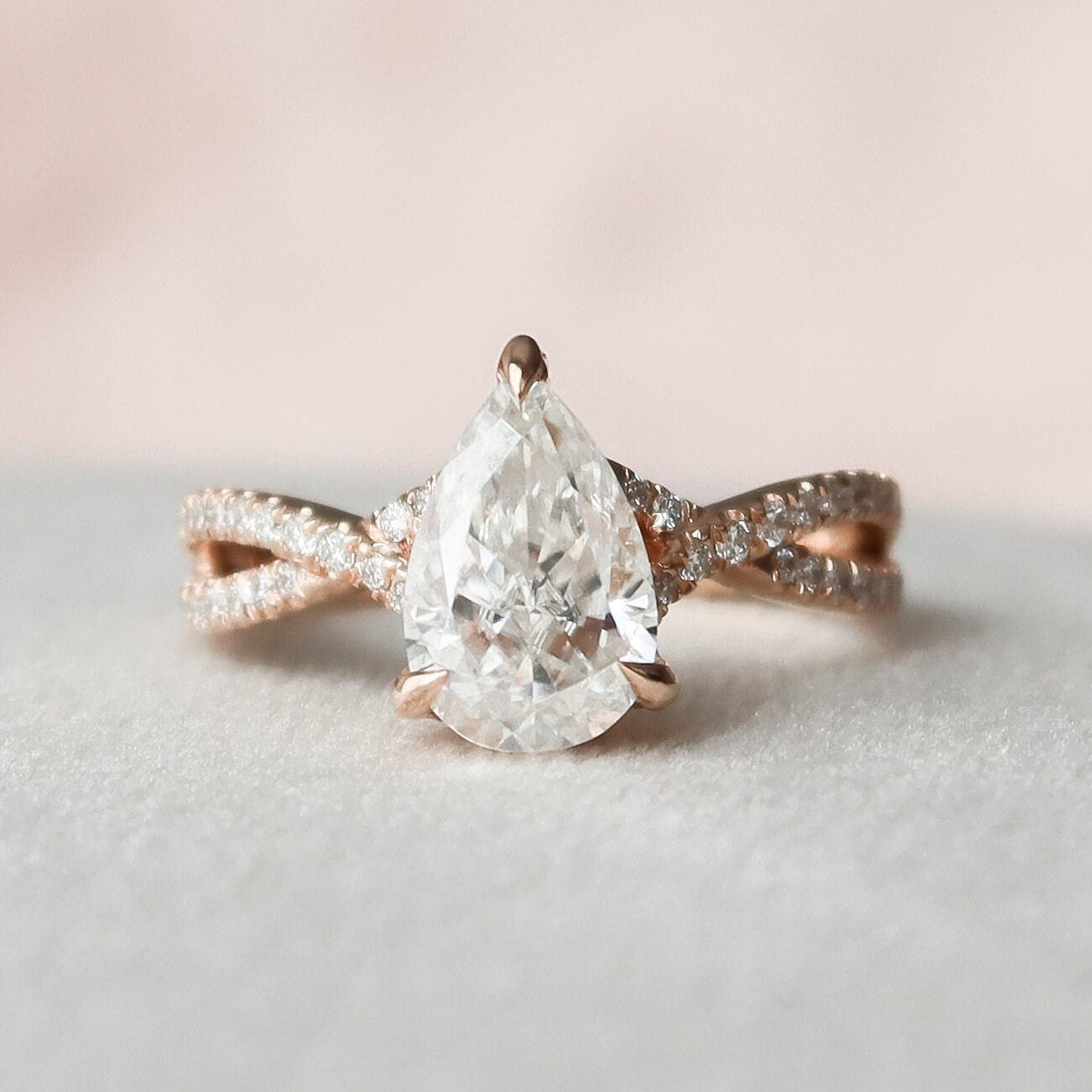Split Pear Cut Moissanite Bridesmaid Ring Gift For Her
