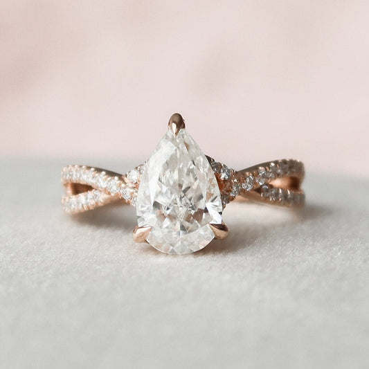 Split Pear Cut Moissanite Bridesmaid Ring Gift For Her