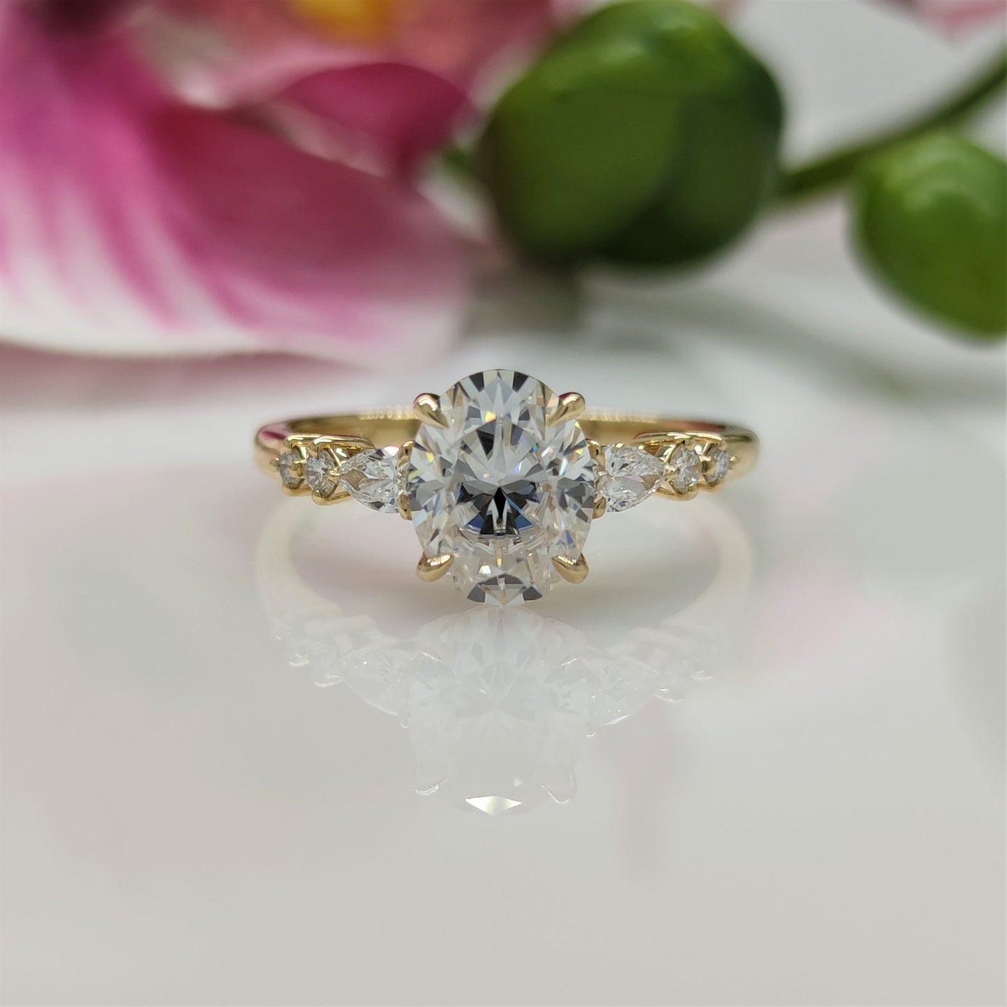 Stunning Oval Cut Moissanite Cluster Diamond Wedding Ring For Her