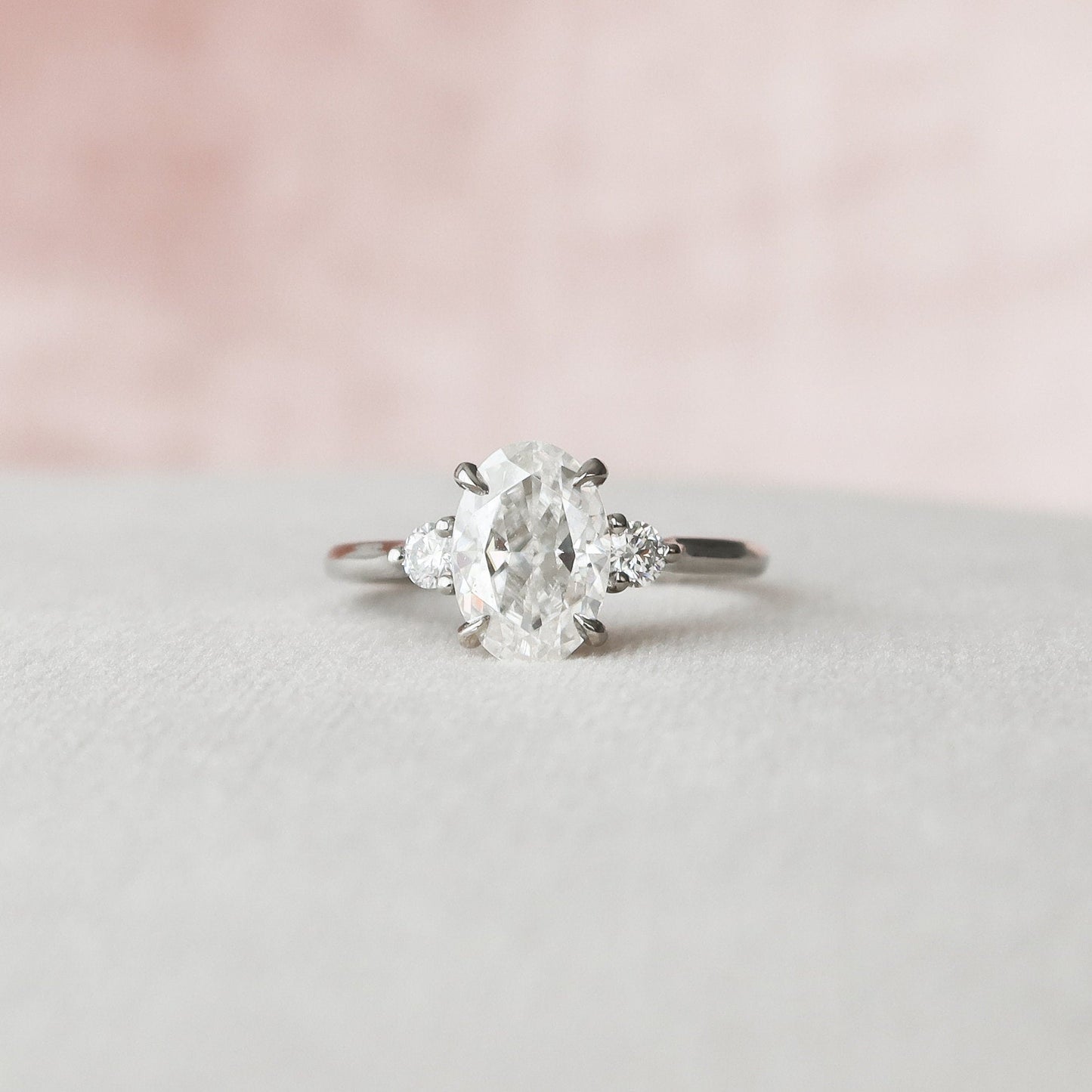 Three Stone Oval Cut Moissanite Engagement Ring For Her