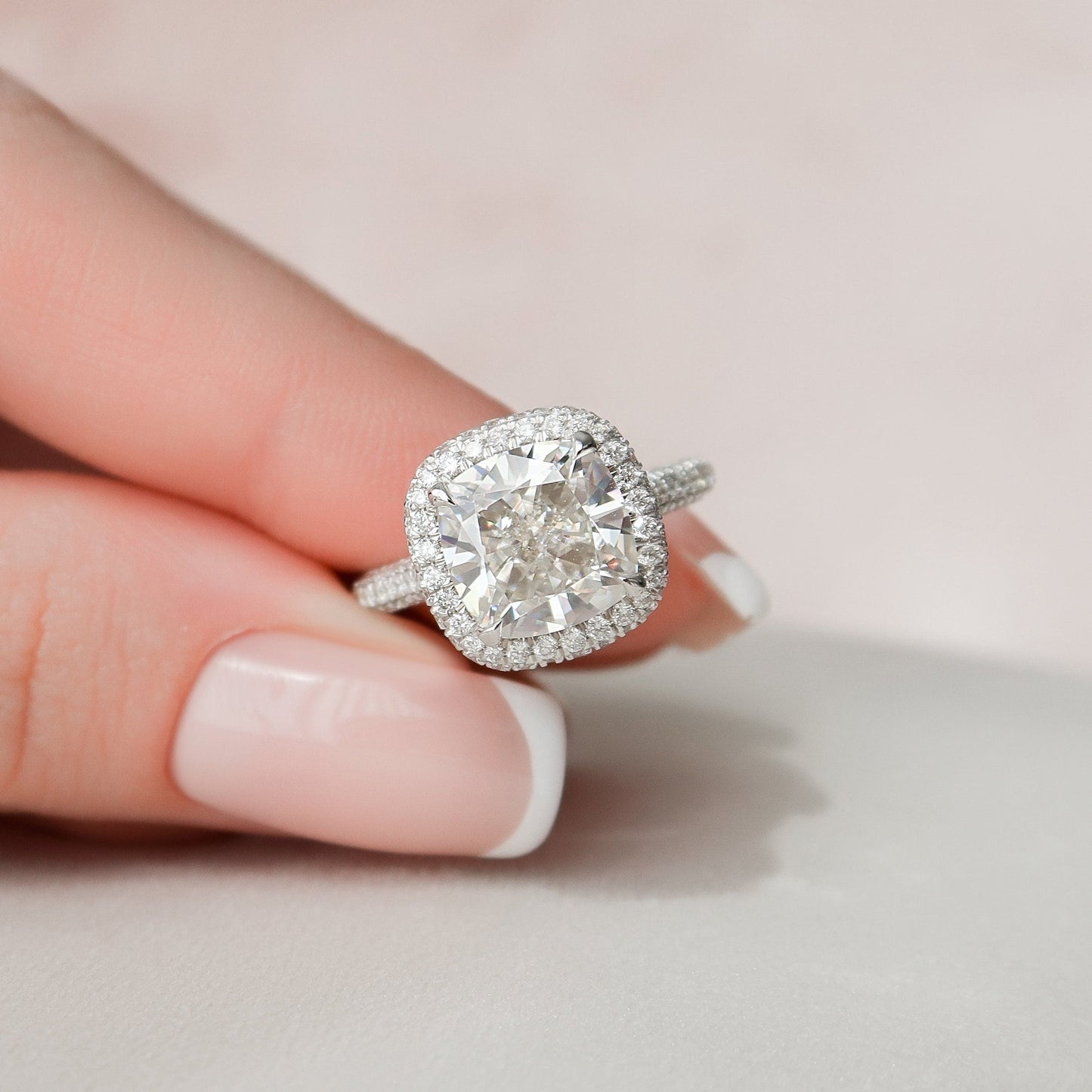 Halo Cushion Cut Moissanite Anniversary Ring For Her