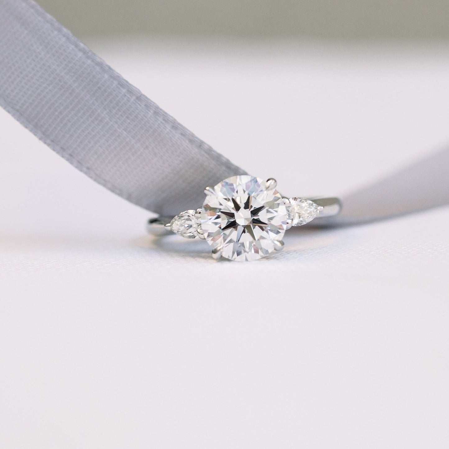 Three Stone Round Cut Moissanite Engagement Ring