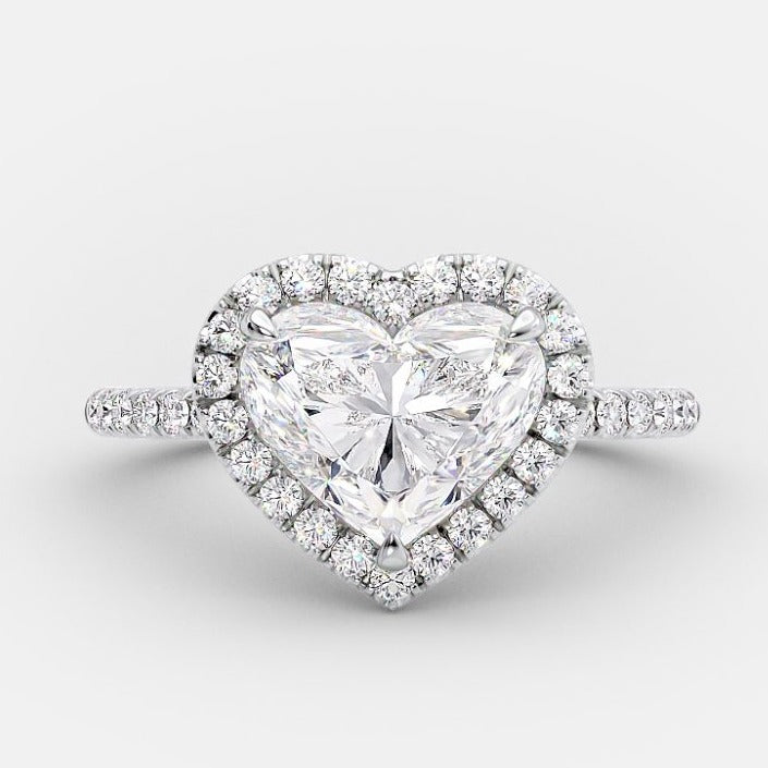 Stunning Halo Heart Cut Moissanite Wedding RIng For Women's