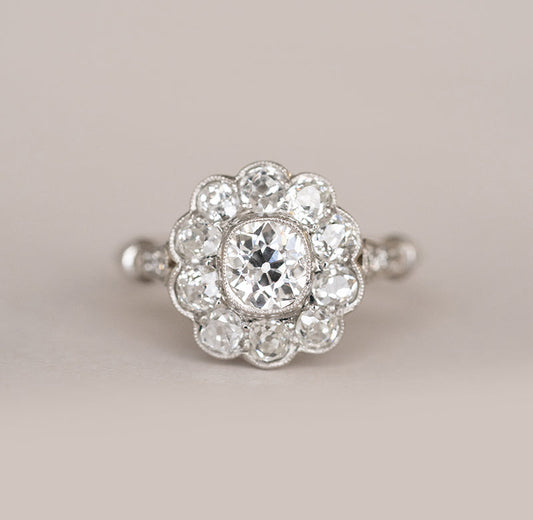 Unique Halo Round Cut Moissanite Engagement Ring For Her