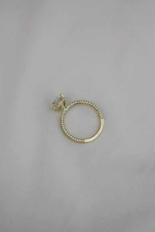 Hidden Halo Cushion Cut Moissanite Engagement Ring