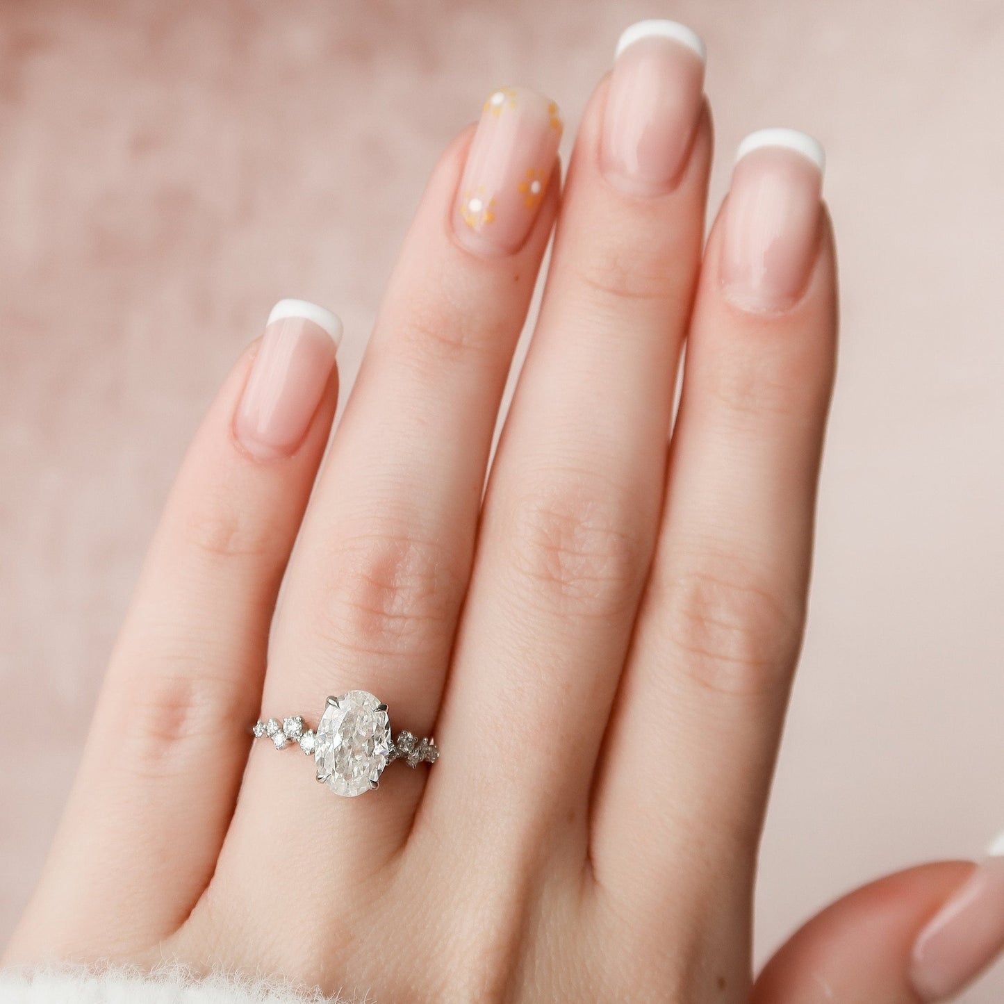 Hidden Halo Oval Cut Moissanite Bridesmaid Gift For Her