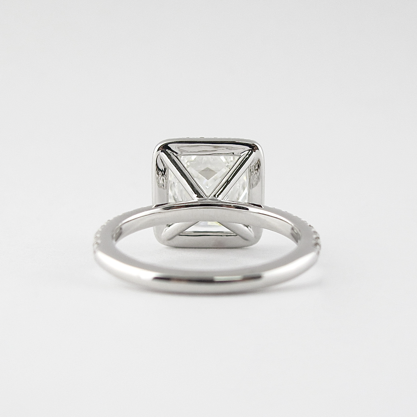 Colorless Halo Princess Cut Moissanite Engagement Ring