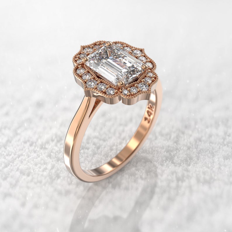 Most Stunning Emerald Cut Moissanite Engagement Ring For Her