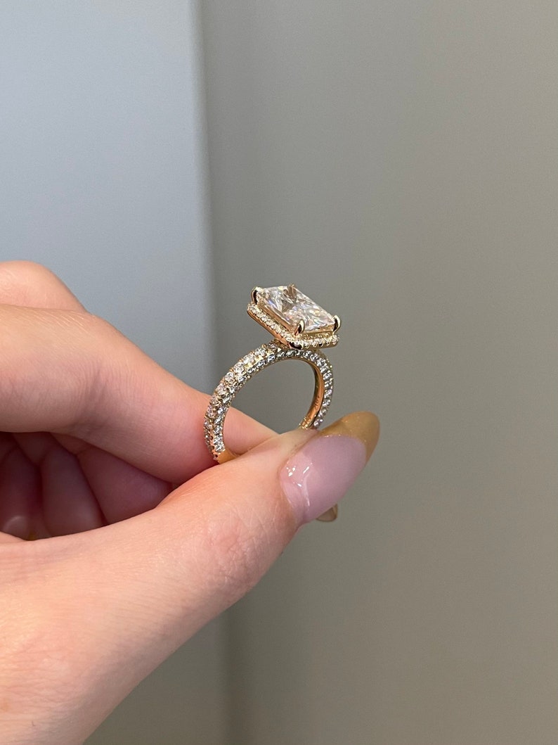 Starling Halo Radiant Cut Moissanite Engagement Ring For Him