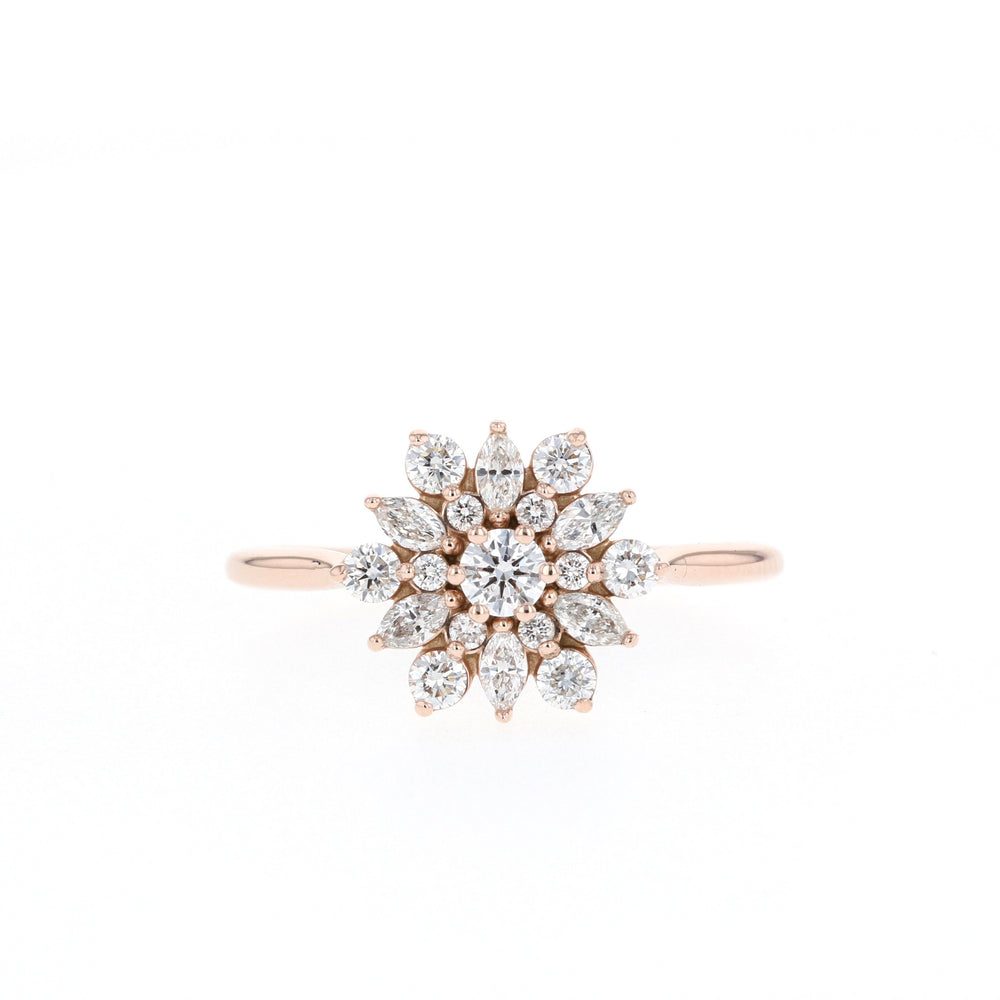 Foral Round Cut Moissanite Cluster Engagement Ring For Her