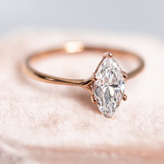 Stunning Solitaire Marquise Moissanite Engagement Ring For Her