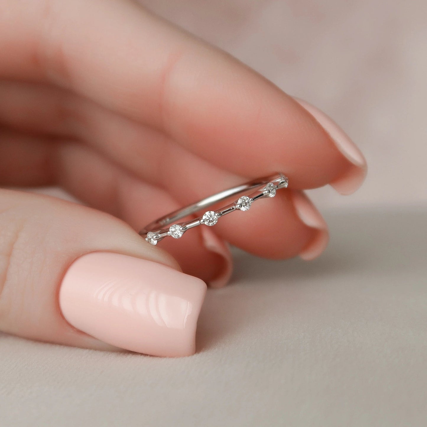 Hidden Halo Radiant Cut Moissanite Bridal Set Bridesmaid Ring Gift For Her