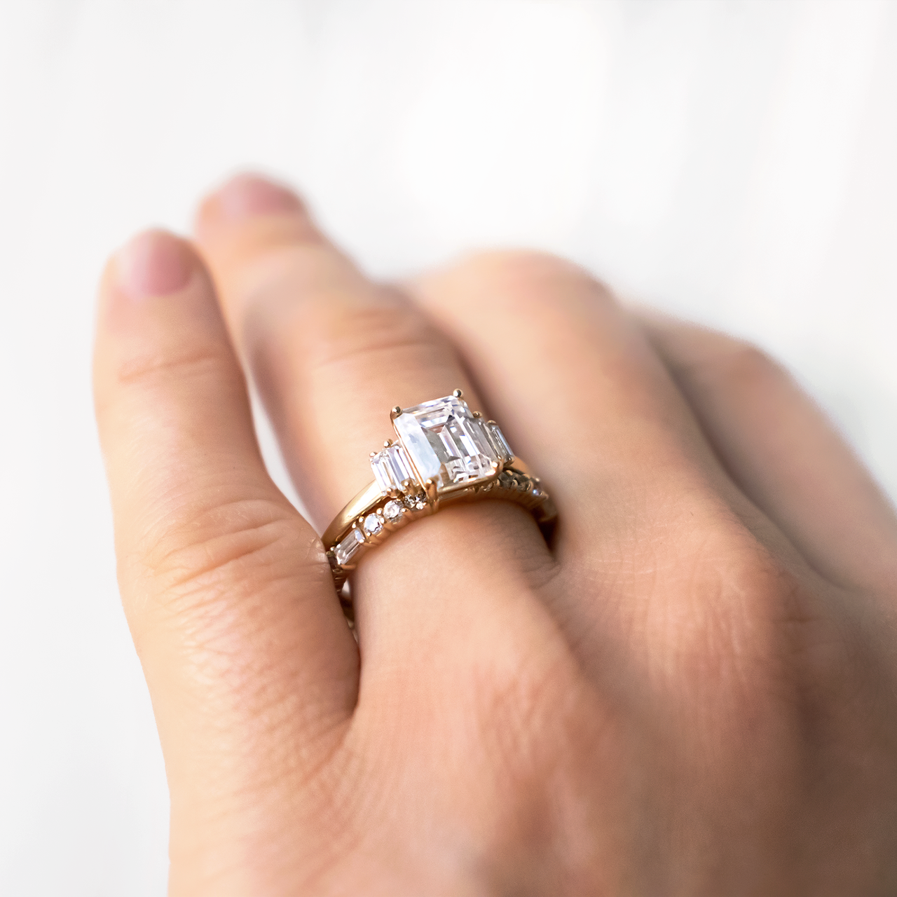 Unique Multi-Stone Emerald Cut Moissanite Engagment Ring For Her - JURA JEWEL