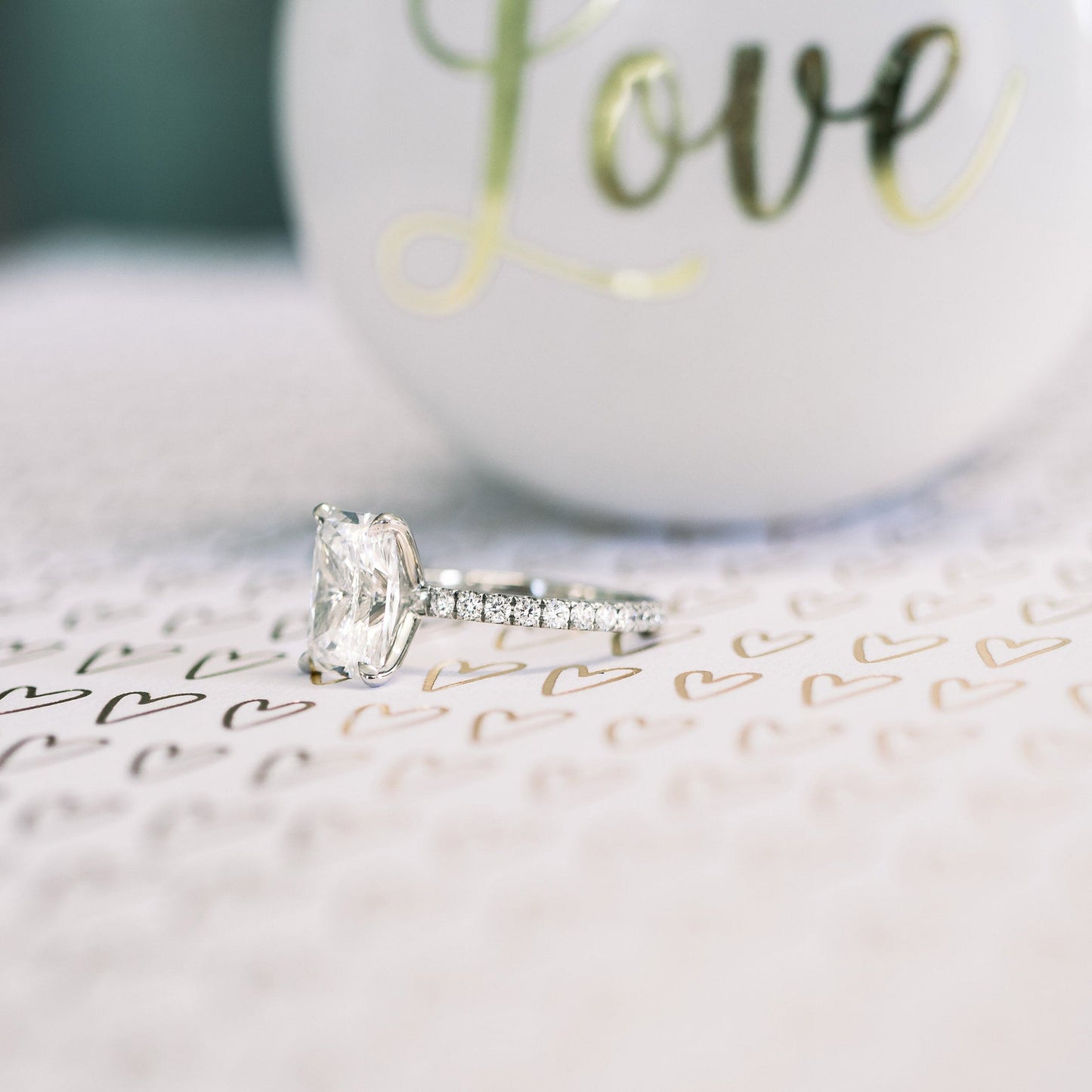 Classic Paved Radiant Cut Moissanite Proposal Wedding Ring