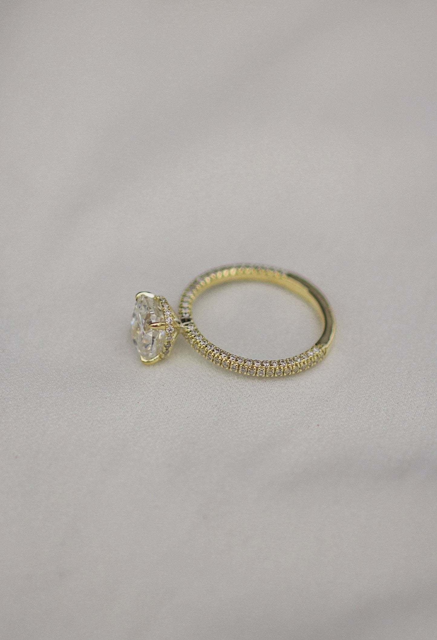 Hidden Halo Cushion Cut Moissanite Engagement Ring