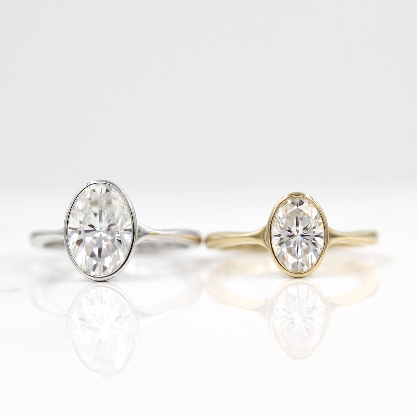 Stunning Bezel Oval Cut Moissanite Anniversary Ring