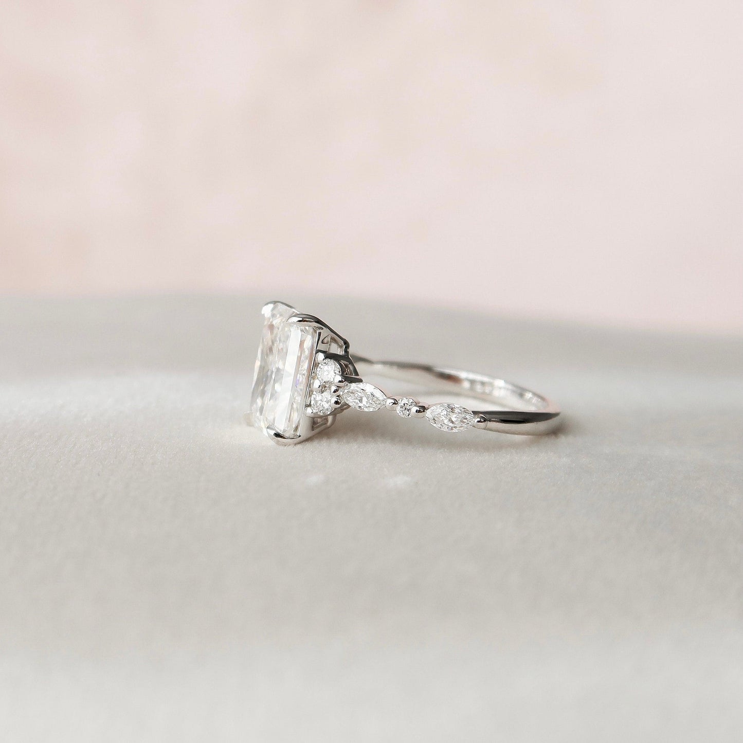 Cluster Radiant Cut Moissanite Engagement Ring For Her