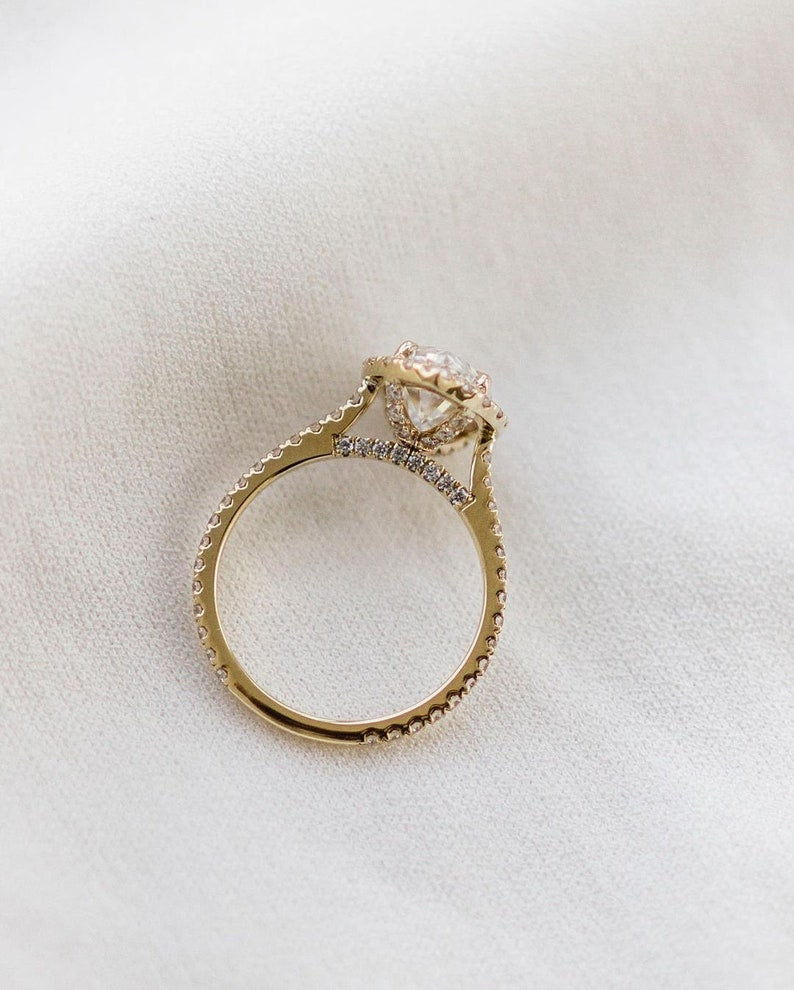 Stunning Halo Marquise Cut Moissanite Engagement Ring