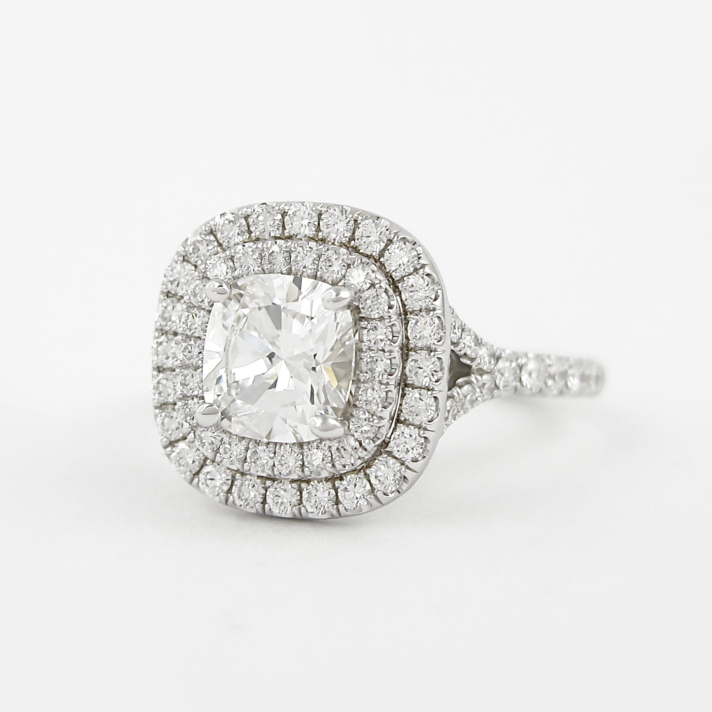 Double Halo Cushion Cut Moissanite Split Bridesmaid Gift For Her