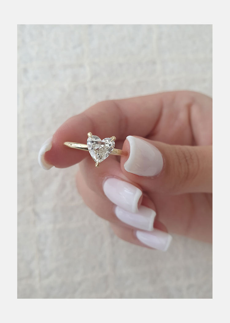 Solitaire Heart Cut Moissanite Engagement Ring For Her