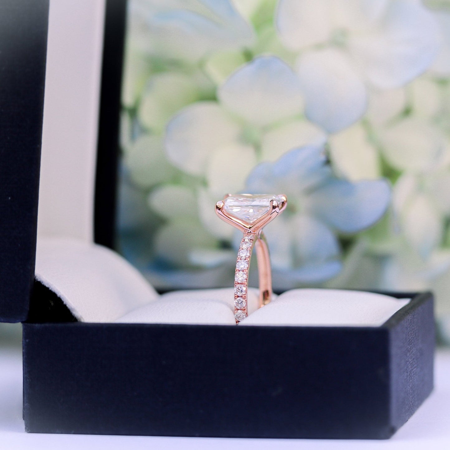 Classic Paved Radiant Cut Moissanite Proposal Wedding Ring