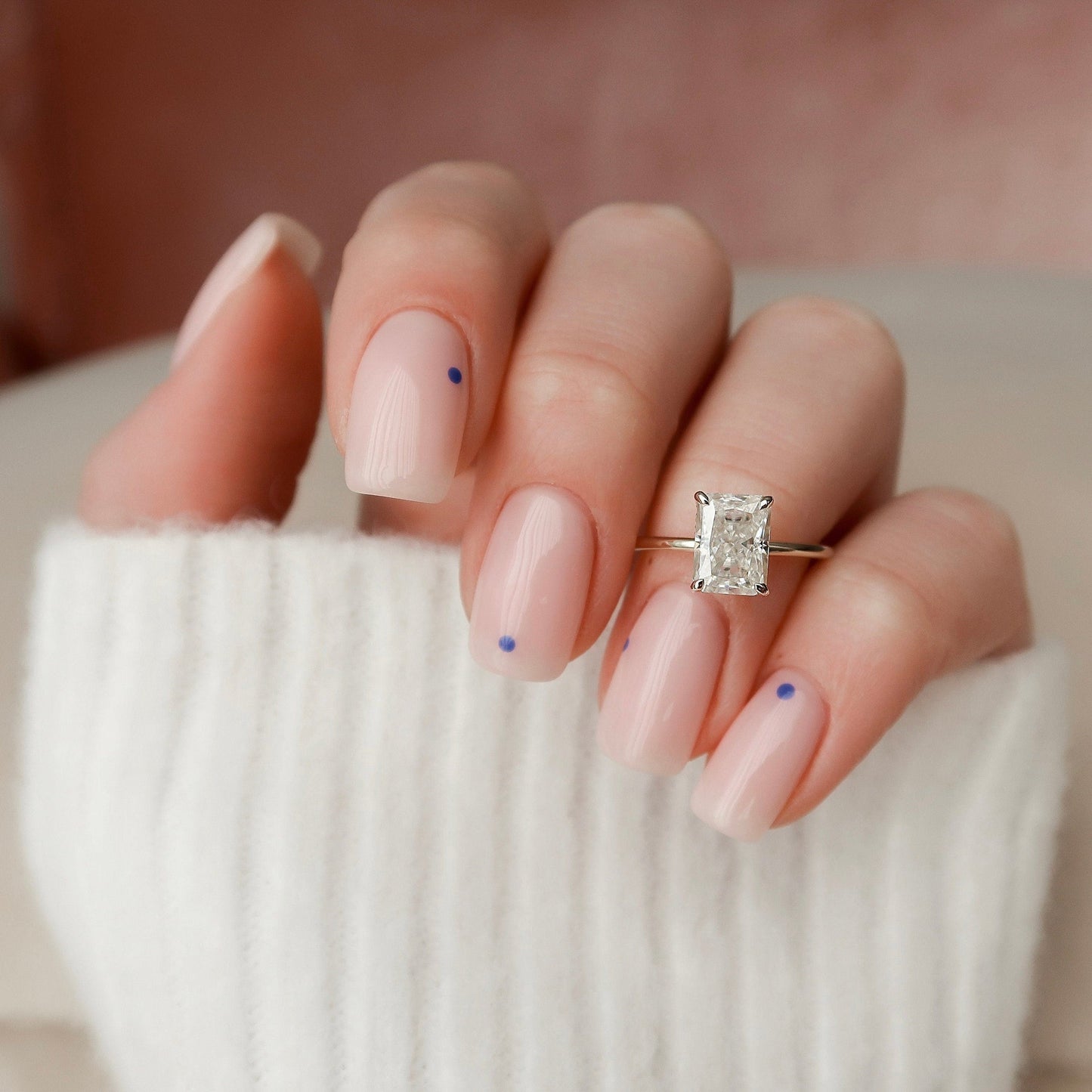 Solitaire Hidden Halo Radiant Cut Moissanite Engagement Ring