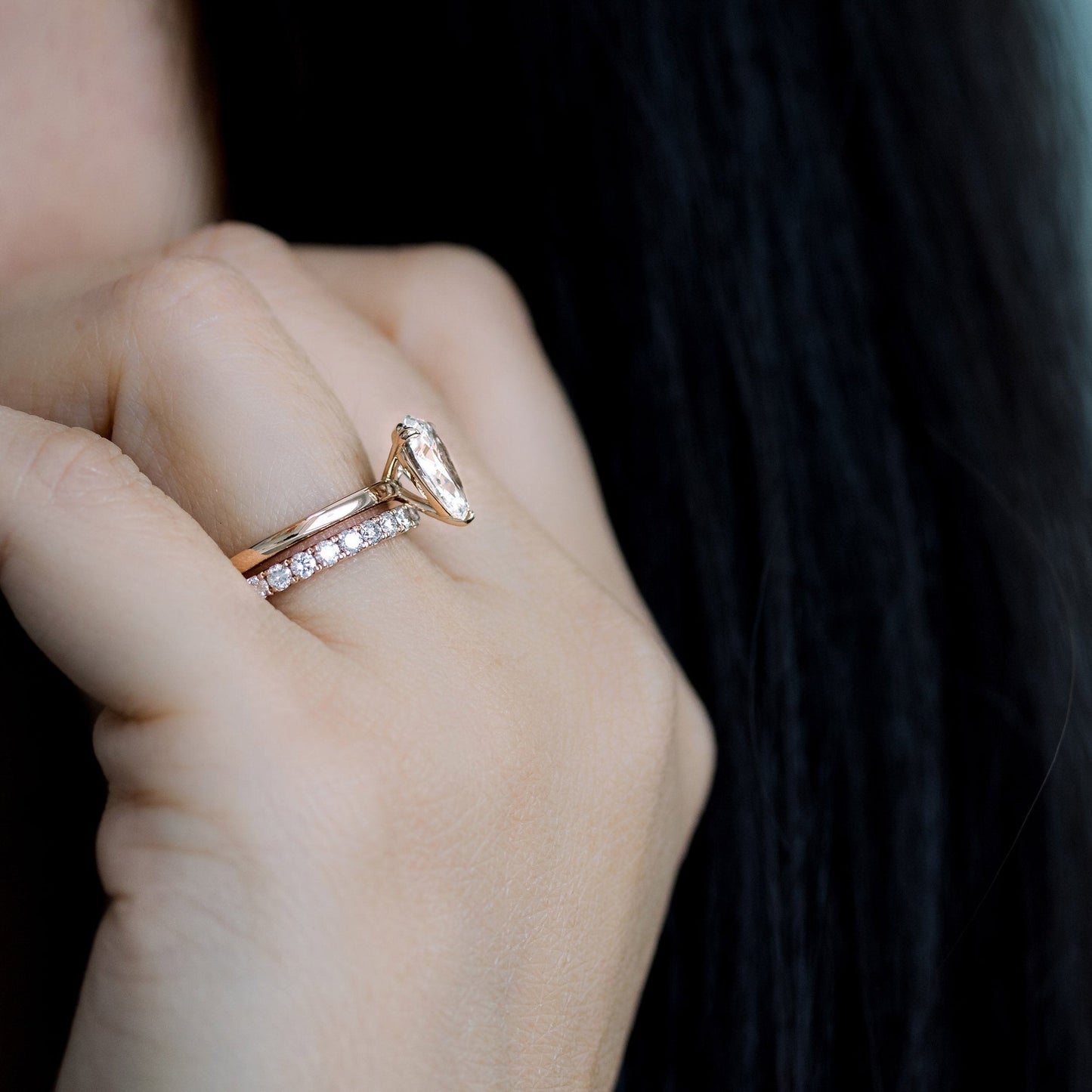 Solitaire Pear Cut Moissanite Anniversary Ring For Her