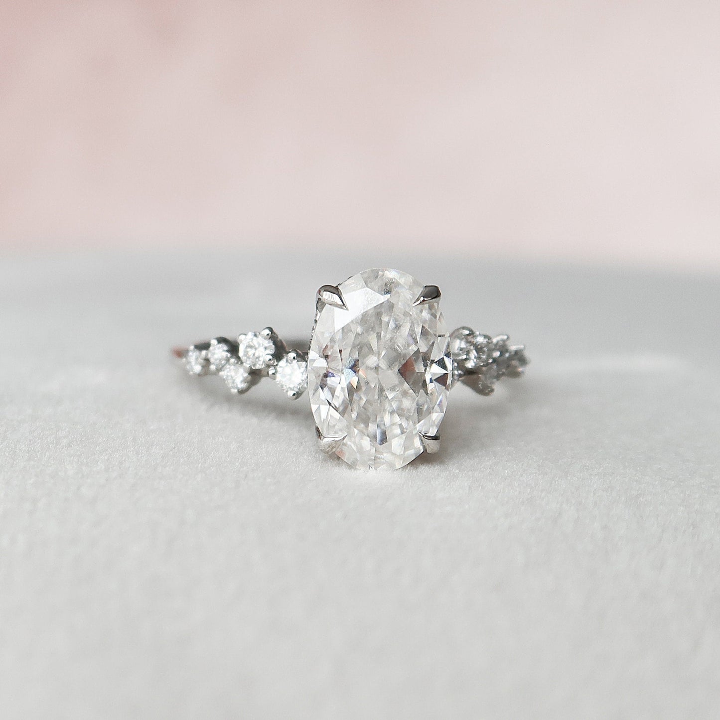 Hidden Halo Oval Cut Moissanite Bridesmaid Gift For Her