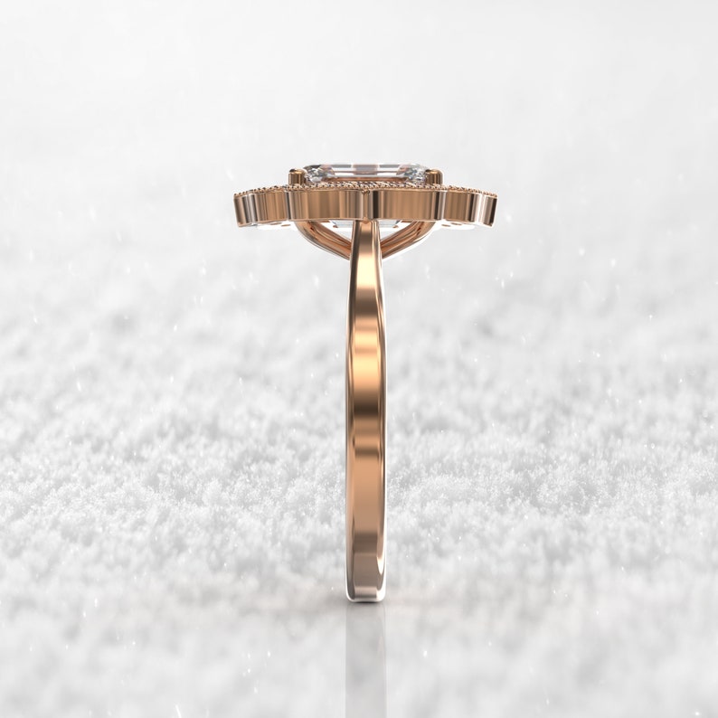 Most Stunning Emerald Cut Moissanite Engagement Ring For Her