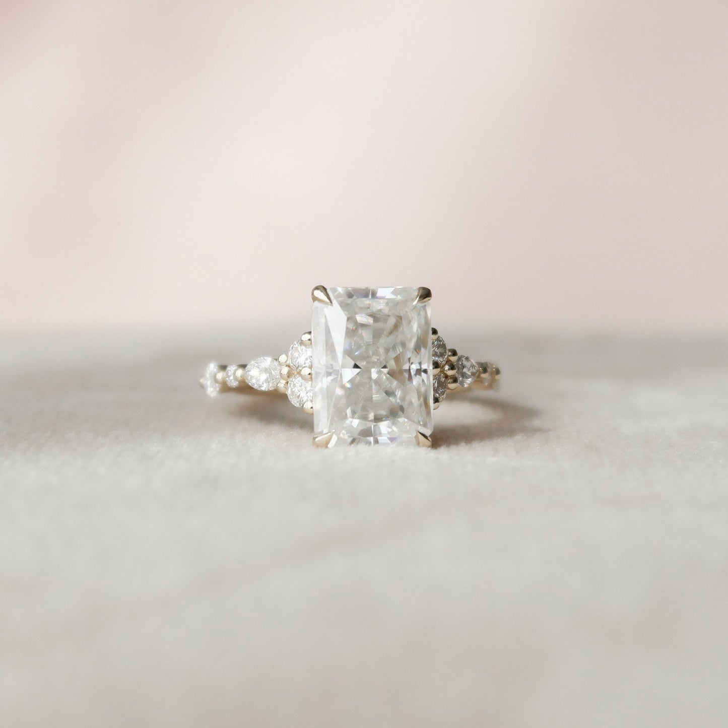 Cluster Radiant Cut Moissanite Engagement Ring For Her