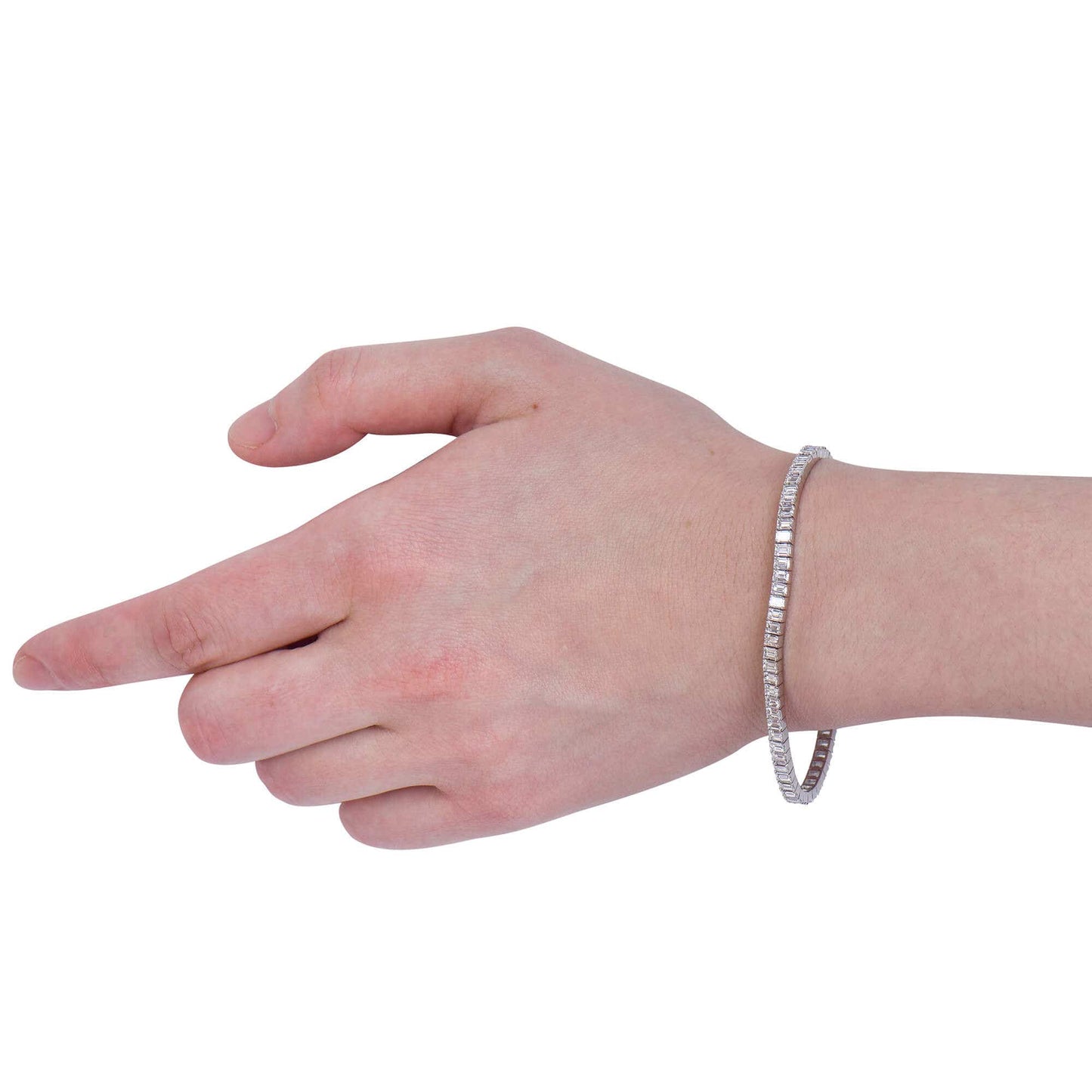 Tennis Emerald Cut Moissanite Diamond Engagement Bracelet For Women's