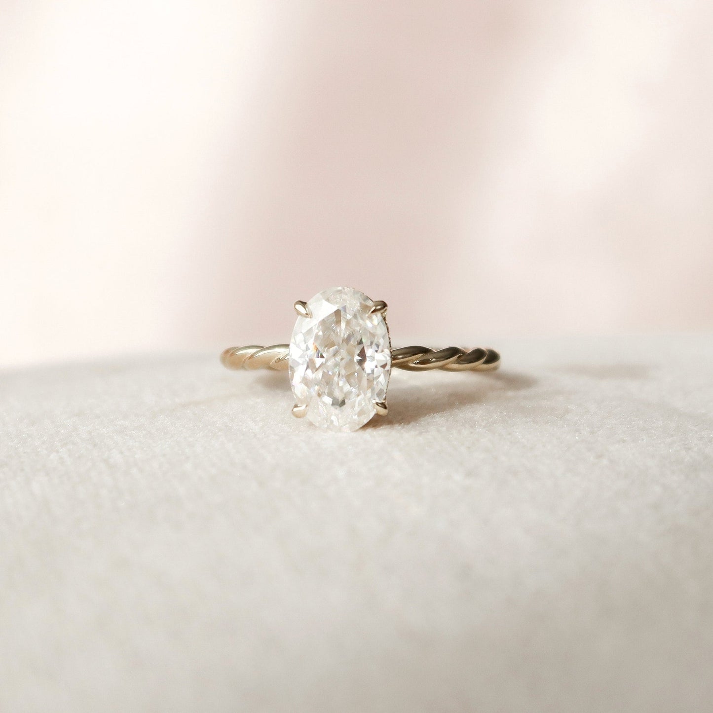 Hidden Halo Oval Cut Moissanite Personalized Ring Gift For Her