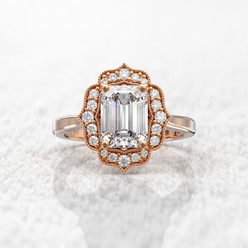 Most Stunning Emerald Cut Moissanite Engagement Ring For Her