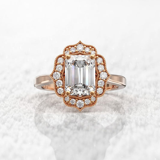 Most Stunning Emerald Cut Moissanite Engagement Ring For Her