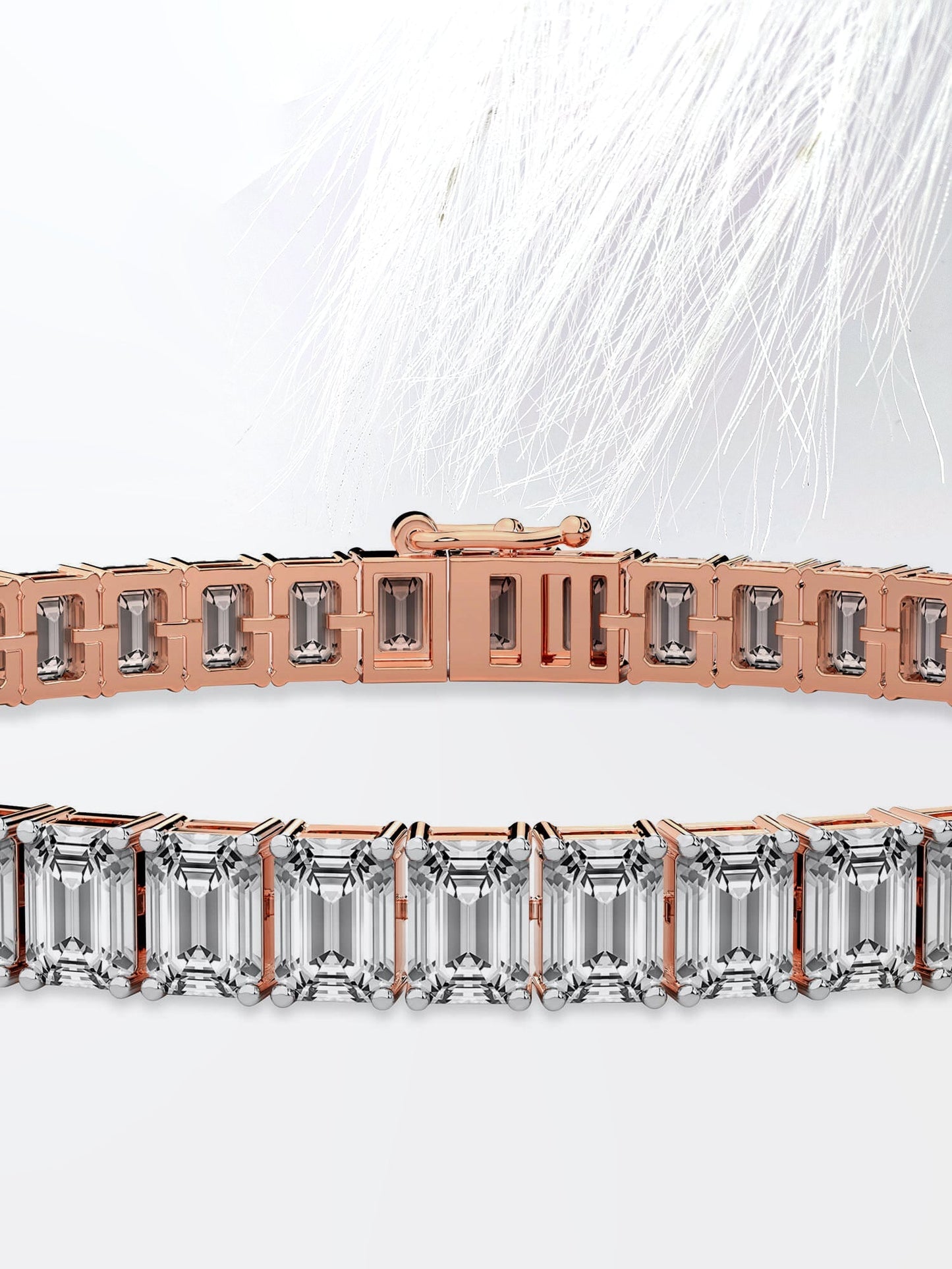 Emerald Tennis Colorless Moissanite Bridal Bracelet/ 10K Gold Engagement Bracelet