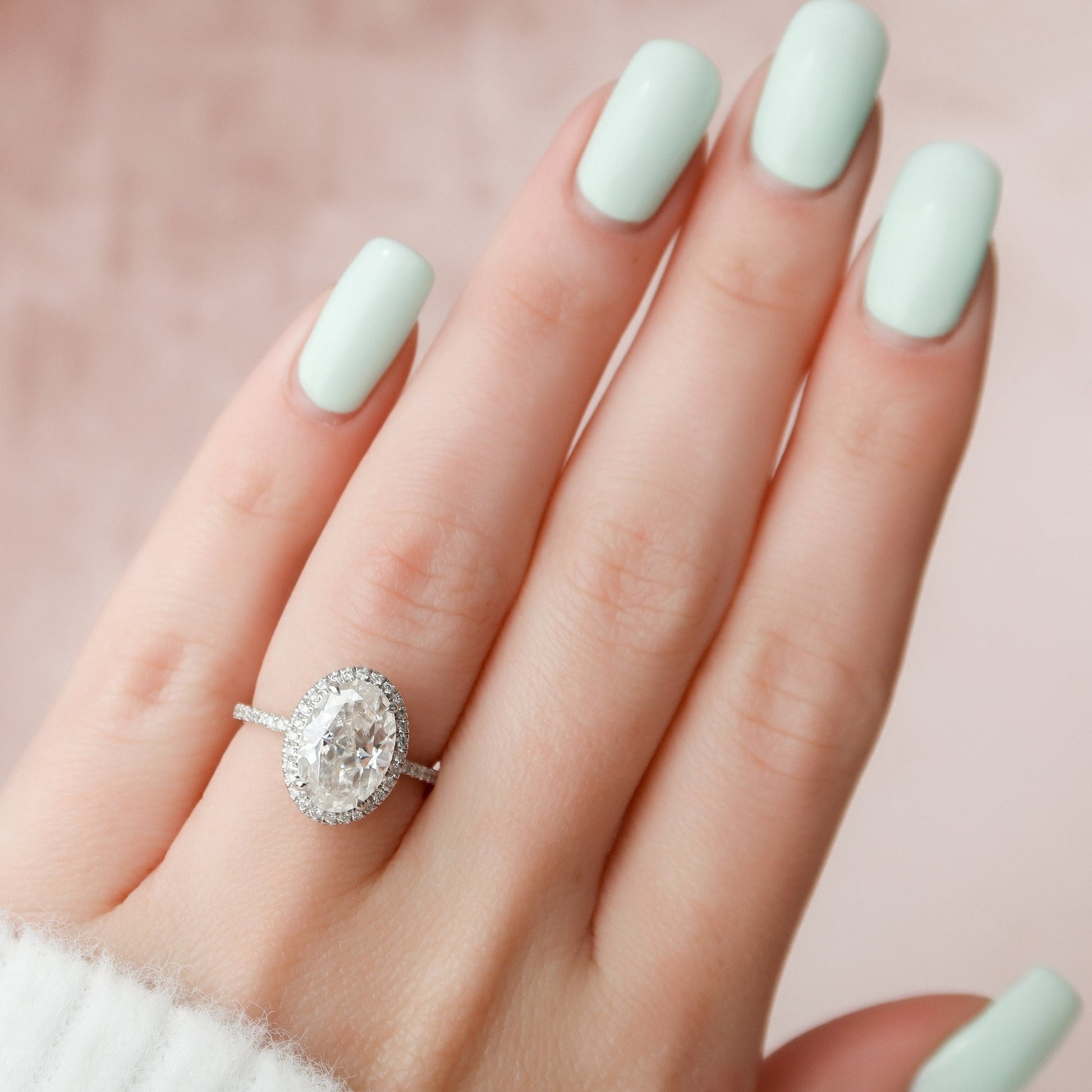 Starling Pave Halo Oval Cut Moissanite Promise Wedding RIng - JURA JEWEL