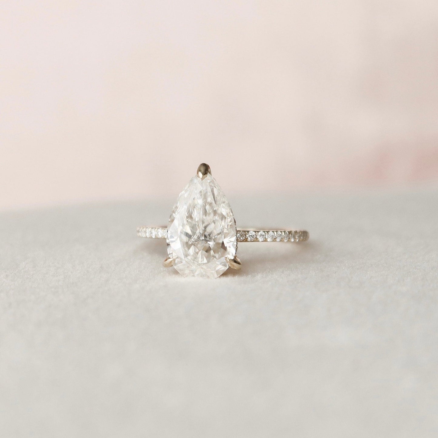 Hidden Halo Pear Cut Moissantie Engagement Ring