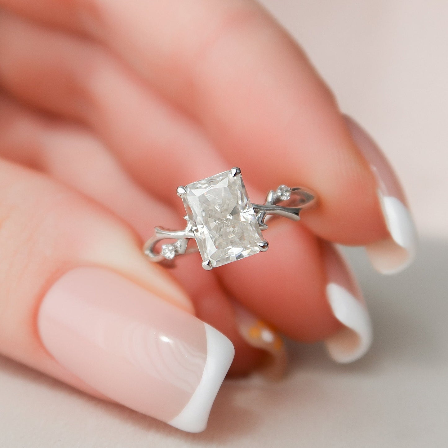 Stunning Twig Radiant Cut Moissanite Anniversary Ring For You